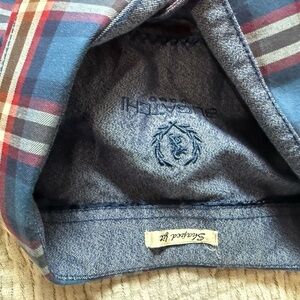 Bugatchi Blue and Red Plaid Casual Button Down Shirt